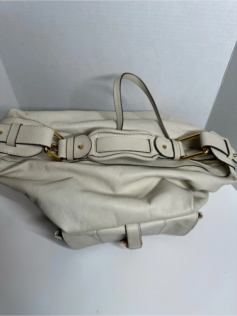 Marc Jacobs Cream Leather Hobo Shoulder Bag with Gold Hardware